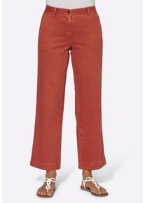 Weite Jeans WITT "Jeans-Culotte Culotte mit aufgesetzten Taschen hinten", Damen, Gr. 25, K-Gr, rostrot, Denim/Jeans;Twill, , Modisch, weit, Jeans Weite Jeans, aus weichem Twill, kn&ouml;chellang