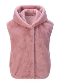 Jerseyweste WITT "Fellimitat-Weste Fellimitatweste mit Kapuze", Damen, Gr. 40, rosa (hortensie), Kunstfell, , Modisch, gerade, Westen Jerseyweste