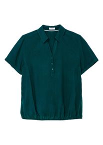 Longbluse sheego "Tunika Tunika mit Gummizugbund", Damen, Gr. 56, gr&uuml;n (petrol), Web, Stoff, , Sportlich, V-Ausschnitt, Blusen Longbluse