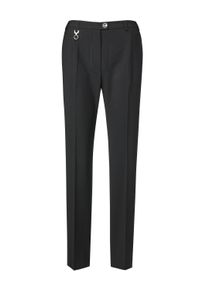 Stoffhose GOLDNER "Kurzgr&ouml;&szlig;e Elegante Stretchhose mit B&uuml;gelfalten", Damen, Gr. 20, K-Gr, schwarz, Obermaterial: 53% Polyester PES. 43% Schurwolle WV. 4% Elasthan EL., normal, Hosen Stoffhose, Bund mit dekorativem Zierteil