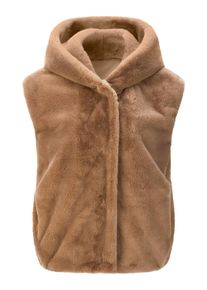 Jerseyweste WITT "Fellimitat-Weste Fellimitatweste mit Kapuze", Damen, Gr. 44, braun (camel), Kunstfell, , Modisch, gerade, Westen Jerseyweste