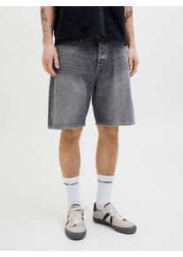 Jack & Jones Jeansshorts JACK & JONES "JJIALEX JJORIGINAL SHORTS SBD 300 SN", Herren, Gr. XS, N-Gr, schwarz (schwarz denim), Denim/Jeans, Obermaterial: 100% Baumwolle, Abriebeffekte, baggy fit knielang, Jeans Jeansshorts, Baumwolle, Baggy Fit
