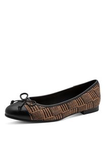 Ballerina Marco Tozzi, Damen, Gr. 40, Textil, schwarz (schwarz kombiniert), Lederimitat, Synthetik, kontrastfarbene Details, Schuhe Ballerina, Schlupfschuh, Businesschuh mit s&uuml;&szlig;er Zierschleife