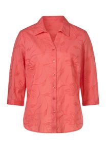 Hemdbluse WITT "Baumwoll-Bluse Baumwollbluse mit Madeira-Stickerei", Damen, Gr. 5, rosa (koralle), Web, Stoff, , Elegant, Blusen Hemdbluse