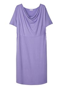 Sommerkleid sheego "Jersey-Kleid Jerseykleid mit Wasserfall-Ausschnitt", Damen, Gr. 44, N-Gr, lila (lavendel), Elegant, Wasserfallausschnitt, Kleider Sommerkleid