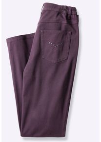 5-Pocket-Jeans SIEH AN "Jeans 5-Pocket-Jeans mit Stickerei-Motiv", Damen, Gr. 21, Kurzgr&ouml;&szlig;en, lila (aubergine), Denim/Jeans, , Modisch, gerade, Jeans 5-Pocket-Jeans