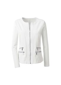 Jeansblazer WITT "Blazer Jeansblazer mit Zier-Rei&szlig;verschl&uuml;ssen", Damen, Gr. 52, wei&szlig; (wollwei&szlig;), Denim/Jeans;Twill, , Modisch, tailliert, Rundhals, Blazer Jeansblazer