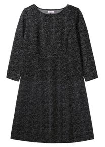 Shirtkleid sheego "Shirtkleid Shirtkleid mit Jacquardmuster bedruckt", Damen, Gr. 44, Normalgr&ouml;&szlig;en, schwarz-wei&szlig; (schwarz, gemustert), Modisch, Rundhals, Kleider Shirtkleid, aus Interlock, im Jacquardmuster