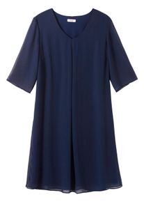 Sommerkleid sheego "Cocktailkleid Cocktailkleid im Lagenlook", Damen, Gr. 54, Normalgr&ouml;&szlig;en, blau (marine), Modisch, V-Ausschnitt, Kleider Sommerkleid, im Layerlook, aus Chiffon und Viskose