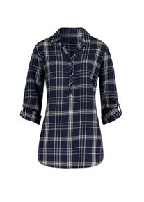 Schlupfbluse WITT "Flanell-Bluse Flanellbluse mit krempelbaren &Auml;rmeln", Damen, Gr. 46, marine, wei&szlig;, kariert, Flanell, , Sportlich, V-Ausschnitt, Blusen Schlupfbluse