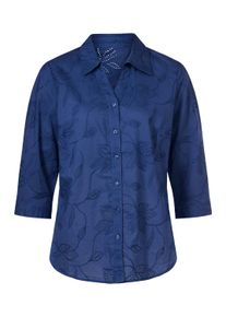 Hemdbluse WITT "Baumwoll-Bluse Baumwollbluse mit Madeira-Stickerei", Damen, Gr. 54, blau (royalblau), Web, Stoff, , Elegant, Blusen Hemdbluse