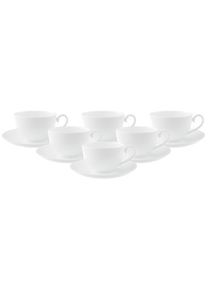 Villeroy & Boch Tasse VILLEROY & BOCH "Caf&eacute; au Lait Tassen mit Untertassen Royal 400 ml 6er Set wei&szlig;", wei&szlig;, Porzellan, Trinkgef&auml;&szlig;e, Tasse