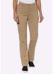 5-Pocket-Jeans SIEH AN "Jeans 5-Pocket-Jeans mit Stickerei-Motiv", Damen, Gr. 27, Kurzgr&ouml;&szlig;en, beige (camel), Denim/Jeans, , Modisch, gerade, Jeans 5-Pocket-Jeans