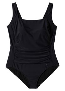 Badeanzug sheego "Badeanzug Badeanzug mit Raffung und Shaping-Einsatz", Damen, Gr. 54, Cup D, schwarz, Basic, Badeanz&uuml;ge Badeanzug, mit Raffung und Shaping-Einsatz