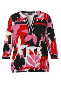 T-Shirt Via Appia Due "Via Appia Due Bluse", Damen, Gr. 54, bunt (pink multicolor), Obermaterial: 90% Viskose CV. 10% Elasthan EL., regular fit, V-Ausschnitt, Shirts T-Shirt, Gro&szlig;e Gr&ouml;&szlig;en