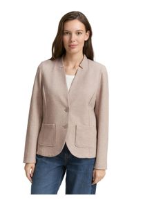 Sweatblazer Tom Tailor "Fitted", Damen, Gr. S (36), grau (soft taupe), Web, Obermaterial: 54% Baumwolle, 43% Polyester, 3% Elasthan, unifarben, tailliert taillenbedeckt, V-Ausschnitt, Blazer Sweatblazer, mit aufgesetzten Taschen und Struktur