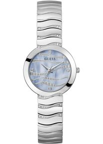 Quarzuhr Guess "LAGUNA", silber (silberfarben, hellblau), Armbanduhren, Damen, silberfarben, Quarzuhr, Armbanduhr, Damenuhr, Edelstahlarmband