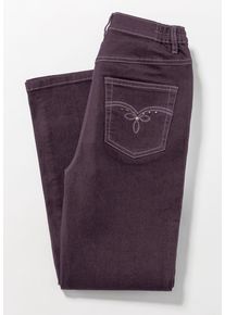 5-Pocket-Jeans SIEH AN "Jeans 5-Pocket-Jeans mit Stickerei-Motiv", Damen, Gr. 52, Normalgr&ouml;&szlig;en, lila (aubergine), Denim/Jeans, , Modisch, gerade, Jeans 5-Pocket-Jeans