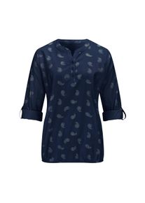 Schlupfbluse WITT "Bluse Schlupfbluse bedruckt, mit elastischem Saum", Damen, Gr. 44, blau (wei&szlig;, marine, bedruckt), Modisch, Rundhals, Blusen Schlupfbluse