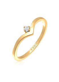 Diamantring Elli DIAMONDS "Ring Lab Grow Diamant (0.035) V-Form Stapelring 925 Silber" Gr. 54, gold, Fingerringe, Damen, 54, Silber 925 (Sterlingsilber), Diamantring
