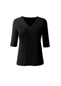 T-Shirt WITT "Shirt V-Shirt mit V-Ausschnitt, pflegeleicht", Damen, Gr. 36, schwarz, Sportlich, V-Ausschnitt, Shirts T-Shirt