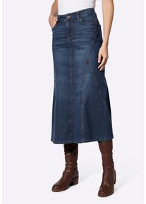 Godetrock Heine "Jeans-Rock Jeansrock im 5-Pocket-Style", Damen, Gr. 42, blau (blau, stone, washed), Denim/Jeans, , Modisch, R&ouml;cke Godetrock