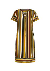 Sommerkleid WITT "Kleid Webkleid mit Streifenmuster", Damen, Gr. 24, K-Gr, bunt (ocker, khaki, gestreift), Sportlich, Rundhals, Kleider Sommerkleid