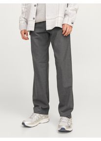 Jack & Jones Chinos JACK & JONES "JPSTKARL JJBANKS CHINO SN", Herren, Gr. 34, L&auml;nge 32, grau (dunkelgrau), Web, Obermaterial: 68% Polyester, 28% Viskose, 4% Elasthan, meliert, Basic schmal normal, Hosen Chinos