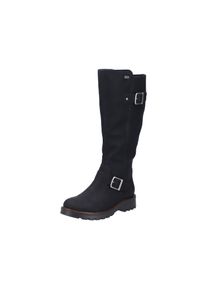 Winterstiefel Rieker, Damen, Gr. 41, Warmfutter, XL-Schaft, schwarz, Nubuklederimitat, unifarben, Basic, Schuhe Winterstiefel, Boots mit wasserabweisender RiekerTEX-Membran