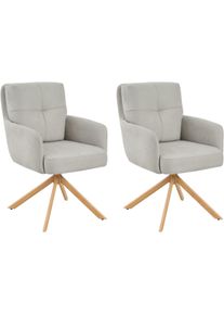 Esszimmerstuhl OTTO HOME "Miami, 2er-Set, Federkern", grau (beige, holzoptik, beige), B:57cm H:90cm T:67cm, Metall, Polyester, Polyurethan, St&uuml;hle, Esszimmerstuhl, gem&uuml;tlicher Armlehnstuhl mit Federkern, Fein-Webstoff und Holzoptik