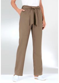 Schlupfhose WITT "Hose Palazzohose mit Bindeg&uuml;rtel", Damen, Gr. 50, N-Gr, braun (taupe), Basic, weit, Hosen Schlupfhose