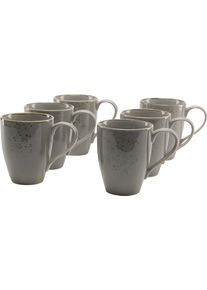 Becher Creatable "Kaffeebecher NATURE COLLECTION", grau, 6 Stk., Steinzeug, Trinkgef&auml;&szlig;e, Becher, Tassen Set, 6-teilig