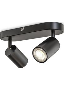 B.K.LICHT Deckenspots, schwarz, 2, H: 9cm, 1 Stk., Leuchten, 2-flammige Spotlampe, schwenkbar, drehbar, schwarz, ohne Leuchtmittel, Deckenspots