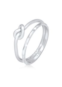 Ring-Set Elli "Ring Knoten Verknotet Trend Basic 2er Set 925 Silber" Gr. 56, silber, Fingerringe, Damen, 56, ohne Stein, Silber 925 (Sterlingsilber), 4mm, Ring-Set