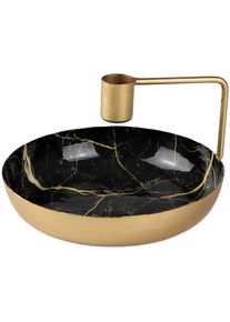 Kerzenhalter AM Design "aus Metall", gold (schwarz, goldfarben), H:9cm &Oslash;:16cm, Metall, Kerzenhalter, Kerzenhalter, 2er Set, BxH: 12,5x8 cm