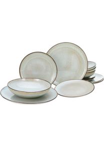 Tafelservice Creatable "Teller Set, Geschirr-Set Stone Town", grau, 12 Stk., Steinzeug, Geschirr-Sets, Tafelservice, Service, organische Form, Handmade Charakter, 12 Teile, f&uuml;r 4 Personen