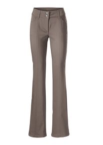 Stoffhose Heine "Bauchweg-Hose Bootcuthose aus Techno-Stretch", Damen, Gr. 20, K-Gr, braun (taupe), Elegant, slim fit, Hosen Stoffhose