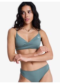Bustier-Bikini-Top Roxy "SD ESHORT SLEEVEENTIALS WRAP BRA", Damen, Gr. M (38), N-Gr, gr&uuml;n (agave gr&uuml;n), Elasthan, Polyester, unifarben, Bikini-Oberteile Bustier-Bikini-Top, Bustier-Schnitt, ohne B&uuml;gel, schnell trocknend, elastisches Material