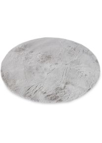 Fellteppich Gino Falcone "Kuschelteppich Chiara", silber (silberfarben), H:30mm &Oslash;:120cm, Polyester, Teppiche, Fellteppich, Kunstfell, Kaninchenfell-Haptik, besonders weich, auch in rund