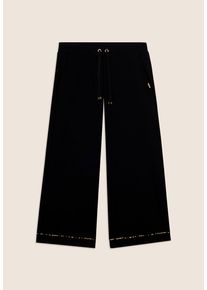 Culotte Freddy "Jersey 7/8 tel Culotte", Damen, Gr. XS, N-Gr, schwarz (schwarz with leopard stripe), Jersey, Obermaterial: 90% Baumwolle, 10% Elasthan, unifarben, bequem 7/8-L&auml;nge, Hosen Culotte, mit elastischem Bund und Tunnelzug, bequem, weites Bein