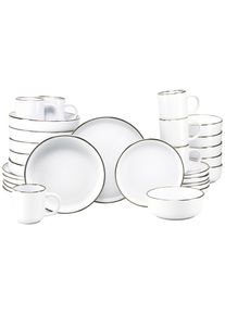 Kombiservice Creatable "Nordic Festive, Service 30-tlg.", wei&szlig;, 30, Steinzeug, Geschirr-Sets, Kombiservice, Minimalistisches Design, Dezente goldene Akzente