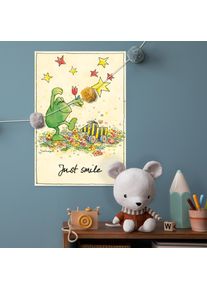 Wanddekoobjekt LUCKYLINDE "Der Froch - Just Smile", bunt, B:20cm H:30cm T:0,3cm, Blech, Wanddekoobjekte, Wanddekoobjekt, Exklusive JANOSCH Kindermotive, Stahlschild