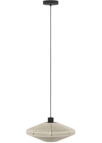 Eglo H&auml;ngeleuchte "Midsumer H&auml;ngelampe, Esszimmerlampe japanisch, Metall und Textil, E27", beige (schwarz), 1, &Oslash; 38cm H: 110cm, 1 Stk., Leuchten, H&auml;ngeleuchte - H110 x &Oslash;38 cm - schwarz - 1X40W exkl., H&auml;ngeleuchte