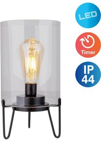 N&auml;ve N&Auml;VE LED Au&szlig;en-Tischleuchte "Lonna", schwarz, 1, H: 28,5cm, 1 Stk., Leuchten, Glasschirm klar, batteriebetrieben, Timer, Gestell schwarz, H: 28,5cm, LED Au&szlig;en-Tischleuchte