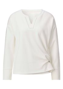 CR&Eacute;ATION L Sweatshirt CREATION L "Modal-Mix-Sweatshirt Sweatshirt mit seitlicher Raffung", Damen, Gr. 46, wei&szlig; (ecru), Interlock, , Modisch, Rundhals, Sweatshirts Sweatshirt