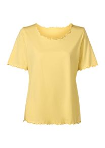 T-Shirt SIEH AN "Kurzarm-Shirt Kurzarmshirt mit gewellten Abschl&uuml;ssen", Damen, Gr. 56, gelb (zitrone), Modisch, Rundhals, Shirts T-Shirt