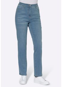 Bequeme Jeans SIEH AN "Jeans High-waist-Jeans mit innenliegendem Dehnbund", Damen, Gr. 22, Kurzgr&ouml;&szlig;en, blau (blau, bleached), Denim/Jeans, , Sportlich, gerade, Jeans Bequeme Jeans, mit elastischem High-Waist-Bund