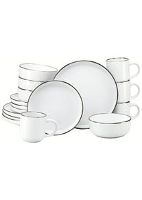 Kombiservice Creatable "Nordic Festive, Service 16-tlg.", wei&szlig;, 16, Steinzeug, Geschirr-Sets, Kombiservice, Minimalistisches Design, Dezente goldene Akzente