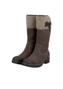 Winterstiefel Rieker, Damen, Gr. 37, Warmfutter, Normalschaft, braun (dunkelbraun), Filz, Lederimitat, unifarben, Basic, Schuhe Winterstiefel, Boots, Blockabsatz, mit wasserabweisender RiekerTEX-Membran