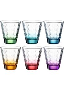 Gl&auml;ser-Set Leonardo "OPTIC", bunt (mehrfarbig), H:10cm &Oslash;:9cm, Glas, Trinkgef&auml;&szlig;e, Gl&auml;ser-Set, 215 ml, 6-teilig